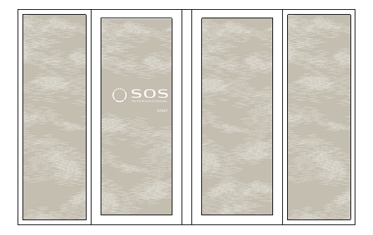 entréparti med SOS-mönster och logga entréparti med SOS-mönster och logga